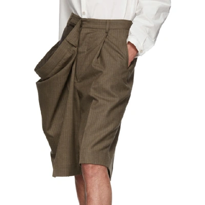 Shop Hed Mayner Brown Merino Oversized Bermuda Shorts