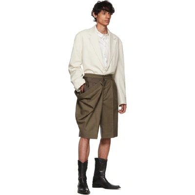 Shop Hed Mayner Brown Merino Oversized Bermuda Shorts