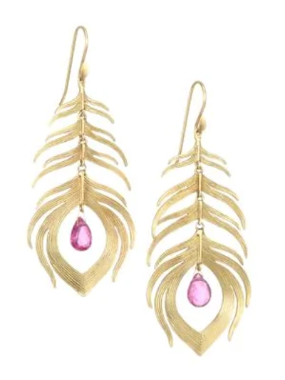 Shop Annette Ferdinandsen Tropical 14k Yellow Gold & Tourmaline Peacock Feather Earrings