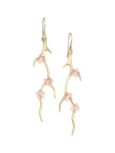 Shop Annette Ferdinandsen Flora 14k Yellow Gold, Rhodochrosite & Pearl Blossom Drop Earrings