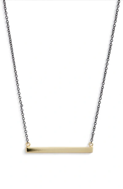 Shop Argento Vivo Bar Pendant Necklace In Gunmetal/ Gold