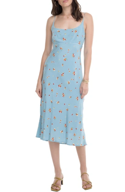 Shop Astr Joan Scoop Neck Midi Dress In Sky Blue Pansy