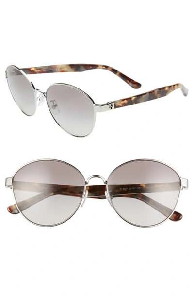 Shop Tory Burch 56mm Gradient Round Sunglasses In Silver/ Purple/ Grey Gradient