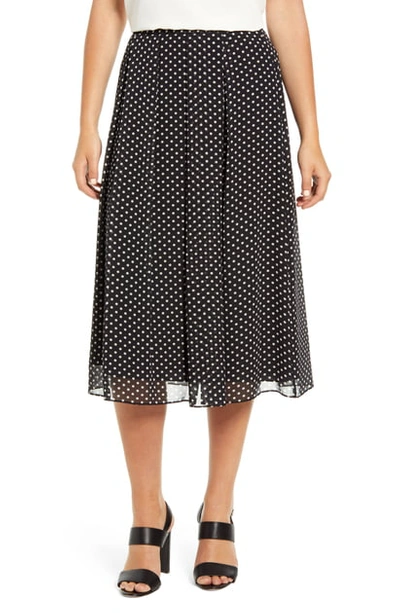 Shop Anne Klein Dot Box Pleat Skirt In Anne Black/ Anne White