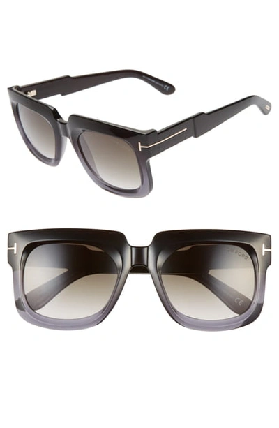 Shop Tom Ford Christian 53mm Gradient Square Sunglasses - Black/ Gradient Smoke