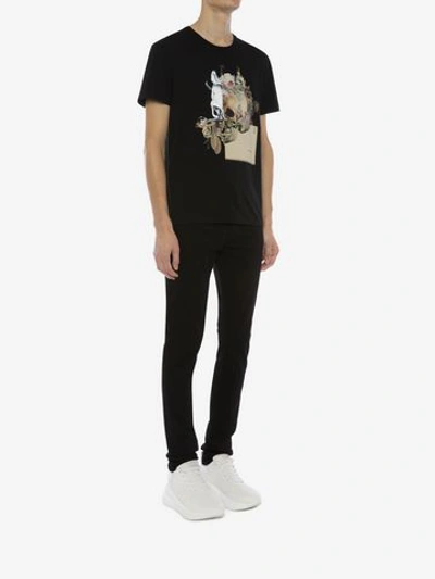 Shop Alexander Mcqueen Patchwork-t-shirt Mit Skull In Black