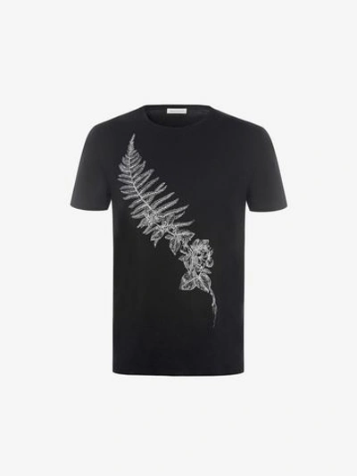 Shop Alexander Mcqueen Frosted Fern Embroidered T-shirt In Black