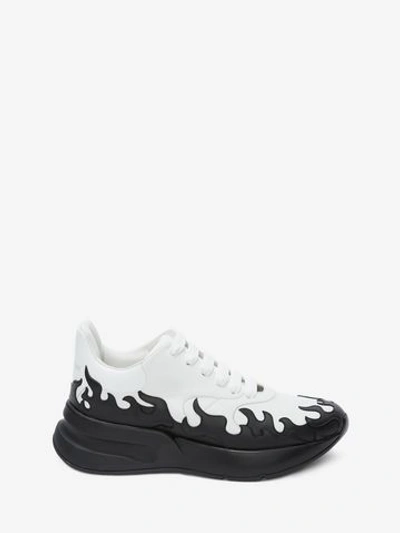 Shop Alexander Mcqueen Oversized Runner In Optic White/black