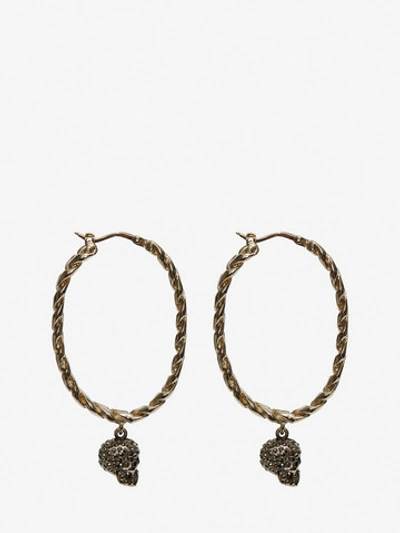 Shop Alexander Mcqueen Chain Skull Hoop Earrings In Gold