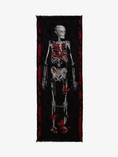 Shop Alexander Mcqueen Adorned Skeleton Stole In Black/red