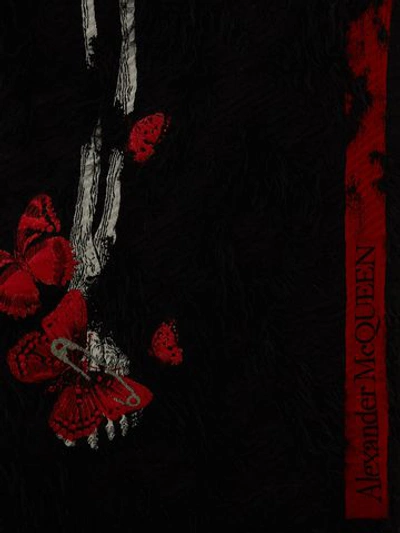 Shop Alexander Mcqueen Adorned Skeleton Stole In Black/red