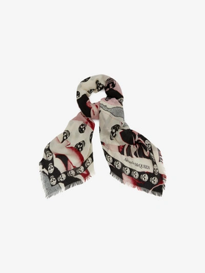 Shop Alexander Mcqueen Torn Rose Shawl In Ivory/pink