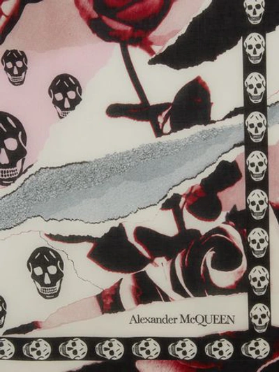 Shop Alexander Mcqueen Torn Rose Shawl In Ivory/pink
