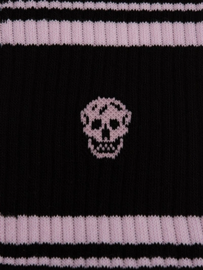 Shop Alexander Mcqueen Skull Sport Socks In Black/pink