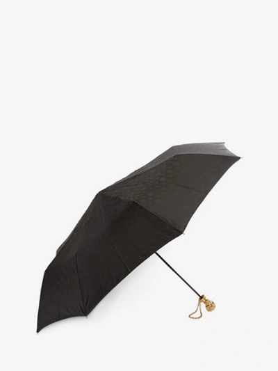 Shop Alexander Mcqueen Skull Folded Umbrella In Black/gold