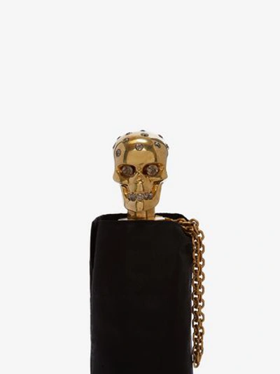 Shop Alexander Mcqueen Skull Folded Umbrella In Black/gold