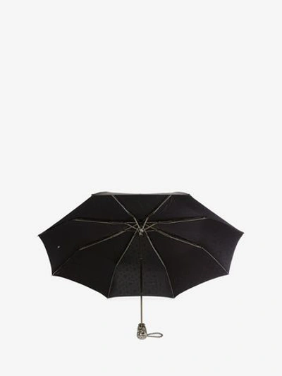Shop Alexander Mcqueen Skull Folded Umbrella In Black/silver