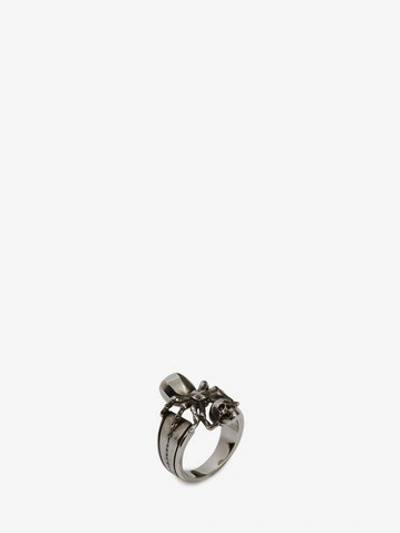 Shop Alexander Mcqueen Spider Skull Ring In Silver