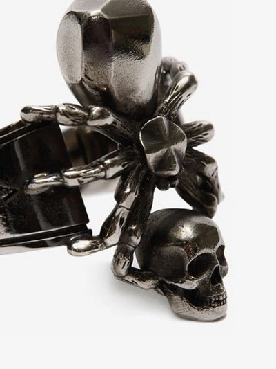 Shop Alexander Mcqueen Spider Skull Ring In Silver