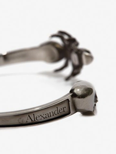 Shop Alexander Mcqueen Spider And Skull Bracelet In Silver