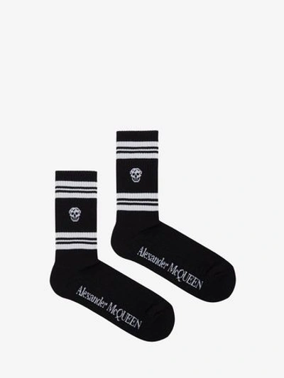 Shop Alexander Mcqueen Skull Sport Socks In Black/white