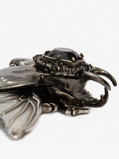 Shop Alexander Mcqueen Beetle Brooch In Antique Silver