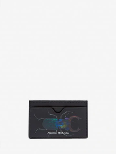 Shop Alexander Mcqueen Bug Cardholder In Black/multicolor