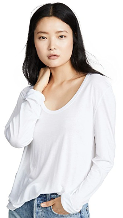 Shop Alexander Wang T Drapey Jersey Long Sleeve Tee With Darting Detail In Off White