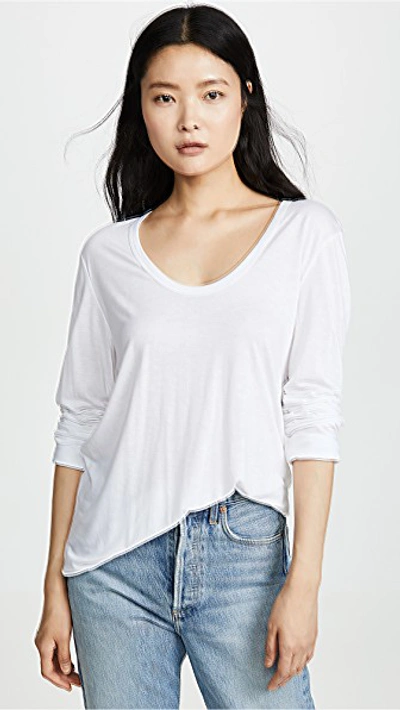 Shop Alexander Wang T Drapey Jersey Long Sleeve Tee With Darting Detail In Off White