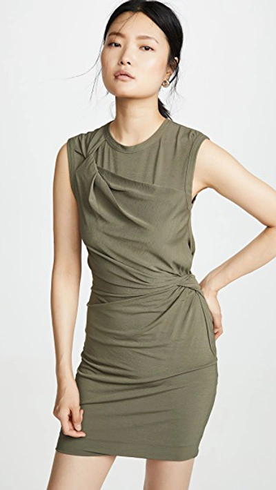 Shop Alexander Wang T Twisted Crepe Jersey Mini Dress In Cargo