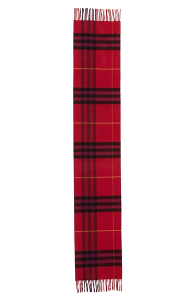 Shop Burberry Heritage Giant Check Fringed Cashmere Muffler In Fuschia Pink
