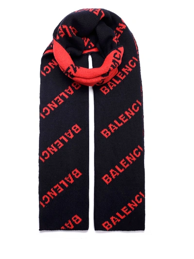 Shop Balenciaga All Over Logo Scarf In Multi