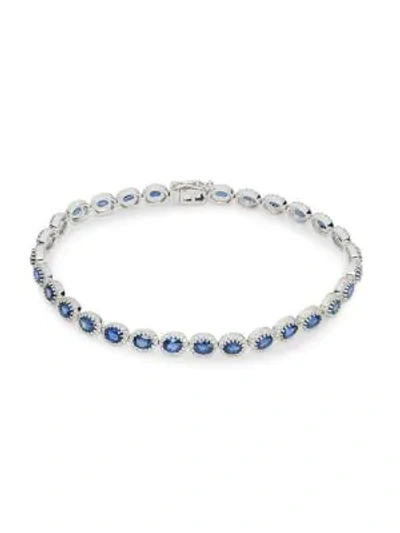 Shop Saks Fifth Avenue 14k White Gold, Sapphire & Diamond Bracelet