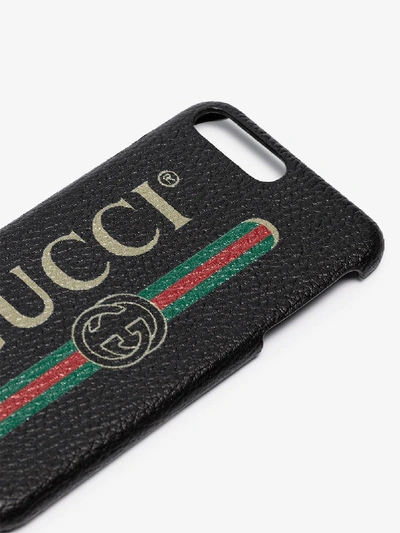 Shop Gucci Multicoloured Logo Leather Iphone 8+ Case In 8161 Black Gold
