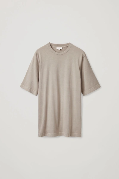 Shop Cos Washed Cotton T-shirt In Brown