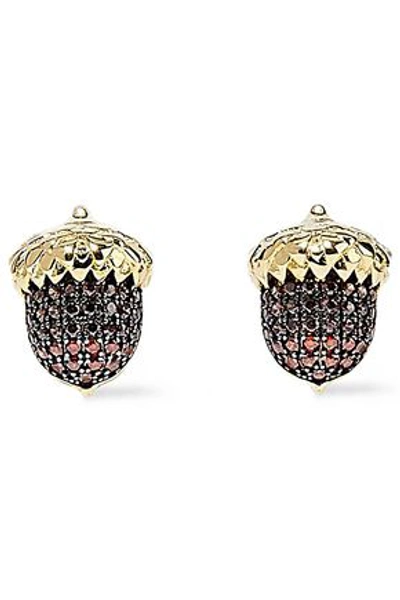 Shop Noir Jewelry Woman Acorn 14-karat Gold-plated Crystal Earrings Gold