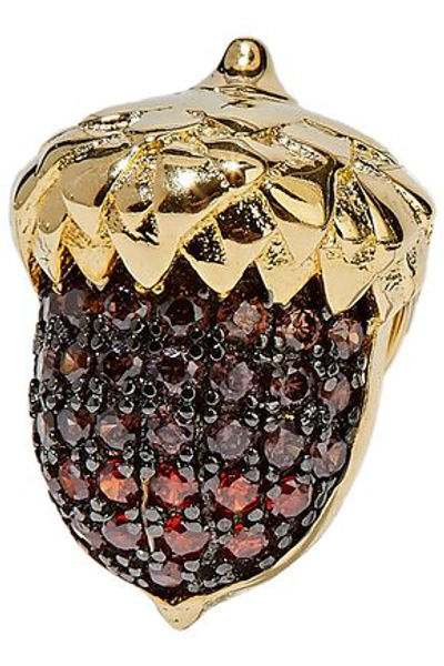 Shop Noir Jewelry Woman Acorn 14-karat Gold-plated Crystal Earrings Gold