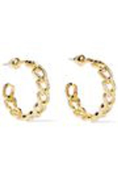 Shop Noir Jewelry Woman Chain Gang Small Gold-plated Crystal Hoop Earrings Gold