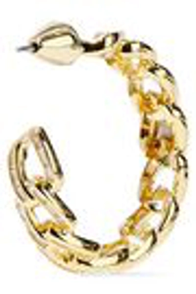 Shop Noir Jewelry Woman Chain Gang Small Gold-plated Crystal Hoop Earrings Gold