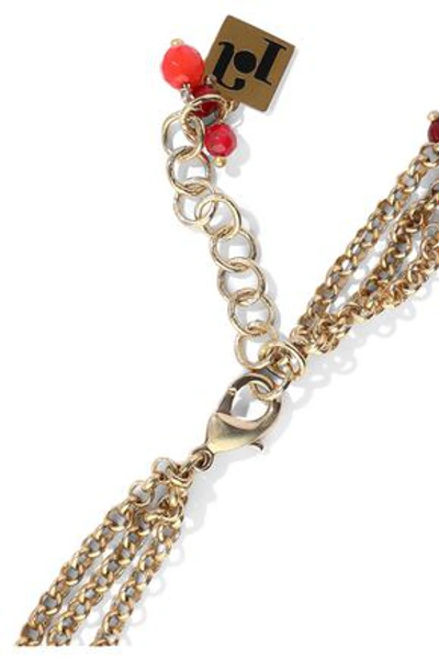 Shop Rosantica Curry Gold-tone Beaded Necklace In Claret