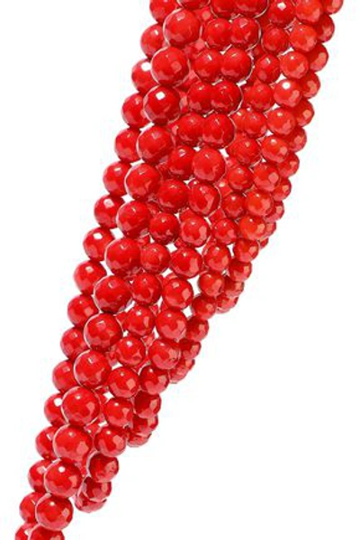 Shop Rosantica Woman Curry Gold-tone Beaded Necklace Red