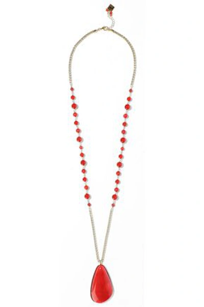 Shop Rosantica Gold-tone Bead And Stone Necklace In Claret