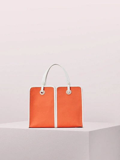 Shop Kate Spade Sam Canvas Plunge Medium Satchel In Juicy Orange