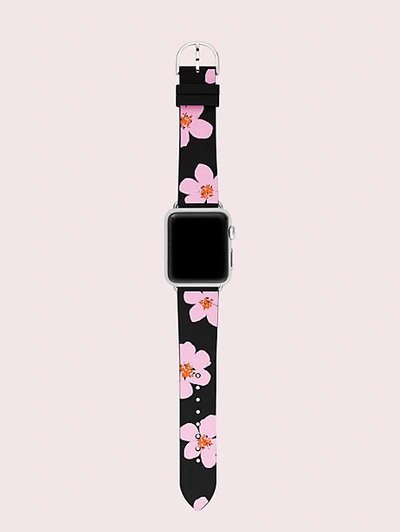 Shop Kate Spade Floral Silicone 38/40mm Apple Watch® Strap In Black