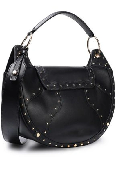 Shop Balmain Woman Tasseled Studded Leather Shoulder Bag Black