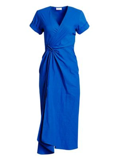 Shop A.l.c Edie Linen-blend Wrap Midi Dress In Adriatic
