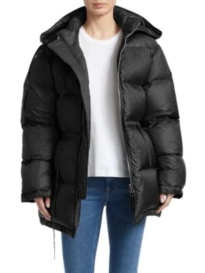 Shop Acne Studios Cinched Waist Puffer Jacket In Black