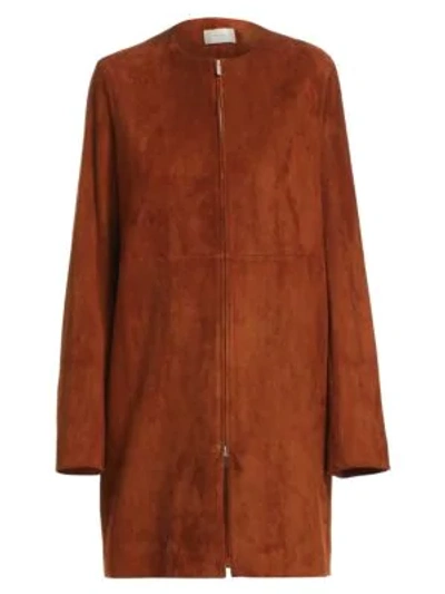 Shop The Row Anka Suede Coat In Terracotta