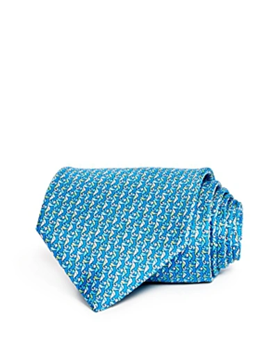 Shop Ferragamo Seahorses Classic Silk Tie In Blue