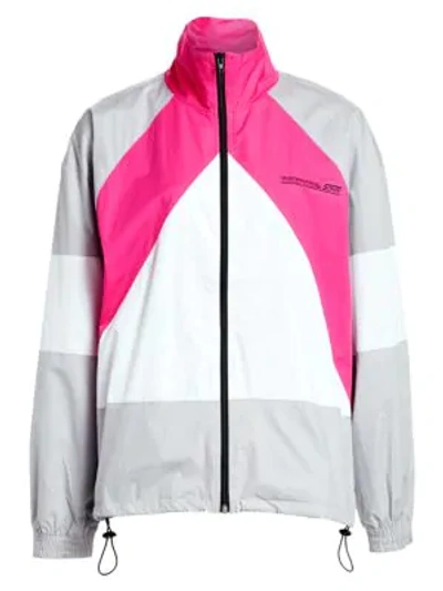 Shop Vetements Colourblock Tracksuit Jacket In Grey Pink White